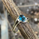 Oval London Blue and Diamond Ring