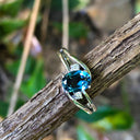 Oval London Blue and Diamond Ring