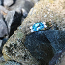 Landscape Set Oval Blue Topaz and Diamond ring
