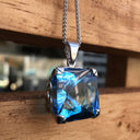 Square Cut Topaz Statement Pendant