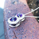 Double Amethyst and Diamond Halo pendant