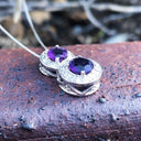 Double Amethyst and Diamond Halo pendant
