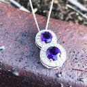 Double Amethyst and Diamond Halo pendant