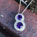Double Amethyst and Diamond Halo pendant