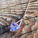 Trilliant Cut Amethyst, Diamond and Rose Gold Pendant