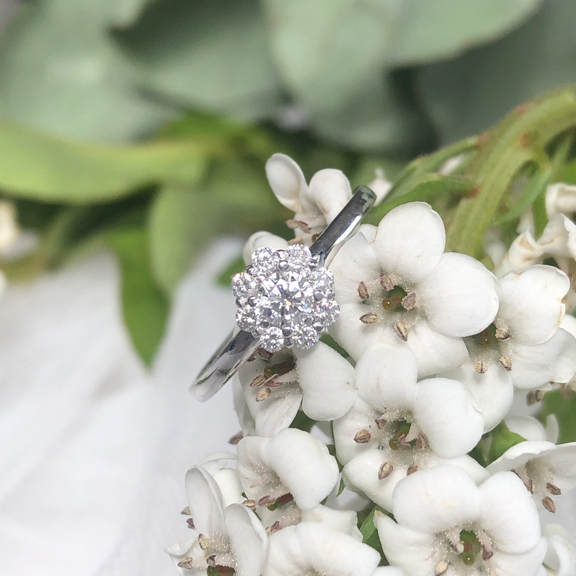 Antique Diamond Flower Cluster Ring | AC Silver