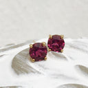 Pink Tourmaline Yellow Gold Studs