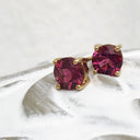 Pink Tourmaline Yellow Gold Studs
