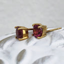 Pink Tourmaline Yellow Gold Studs