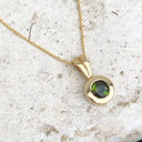 Petite Green Tourmaline and Yellow Gold Pendant