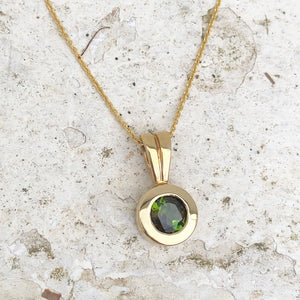 Petite Green Tourmaline and Yellow Gold Pendant
