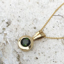 Petite Green Tourmaline and Yellow Gold Pendant