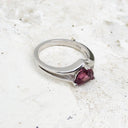 Trilliant Cut Pink Tourmaline and White Gold Ring