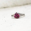 Trilliant Cut Pink Tourmaline and White Gold Ring