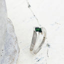 Green Square Cut Tourmaline and White Gold Ring