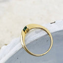 Petite Green Square Cut Tourmaline Yellow Gold Ring