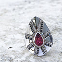 Pink Tourmaline and Diamond Zulu Shield Ring