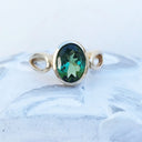 Green Oval Cut Tourmaline Yellow Gold Ring