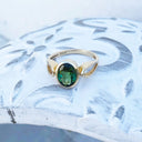 Green Oval Cut Tourmaline Yellow Gold Ring