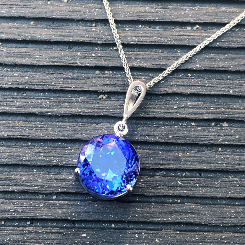 Handcrafted Solitaire Tanzanite Droplet Bale Pendant