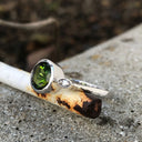 Round Cut Green Tourmaline with Petite Diamond Accent Ring