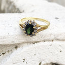 Oval Cut Green Tourmaline with Split Shank Yellow Gold Ring