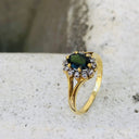 Oval Cut Green Tourmaline with Split Shank Yellow Gold Ring