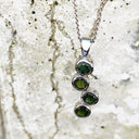 Four Green Tourmaline White Gold Drop Pendant