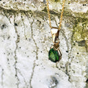 Classic Pear Cut Green Tourmaline and Yellow Gold Pendant