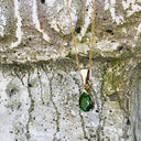 Classic Pear Cut Green Tourmaline and Yellow Gold Pendant