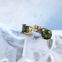 Four Claw Green Tourmaline and Yellow Gold Studs