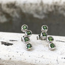 Four Green Tourmaline White Gold Drop Earrings
