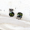 9ct Green Tourmaline and White Gold Studs