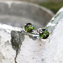 18ct Green Tourmaline and White Gold Studs