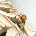 Cushion Cut Citrine with Tube Set Diamond Accents Ring