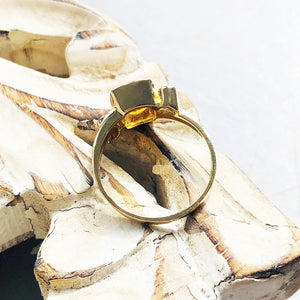 Cushion Cut Citrine with Tube Set Diamond Accents Ring