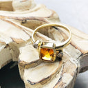 Cushion Cut Citrine with Tube Set Diamond Accents Ring