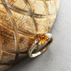 Trilliant Cut Citrine with Diamond Point Accents