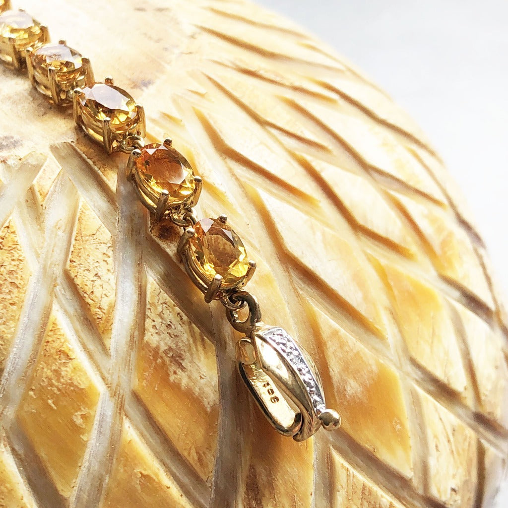 Large Oval Citrine and Diamond Clasp Bracelet