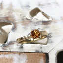 Petite Round Cut Citrine Yellow Gold Ring