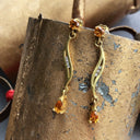Mixed Shape Citrine & Diamond Drop Earrings