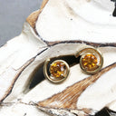 Circle Twist Citrine and Yellow Gold Studs