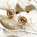 Circle Twist Citrine and Yellow Gold Studs
