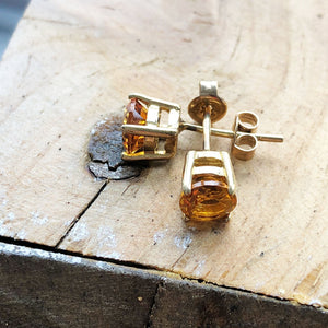 Classic Citrine Yellow Gold Studs