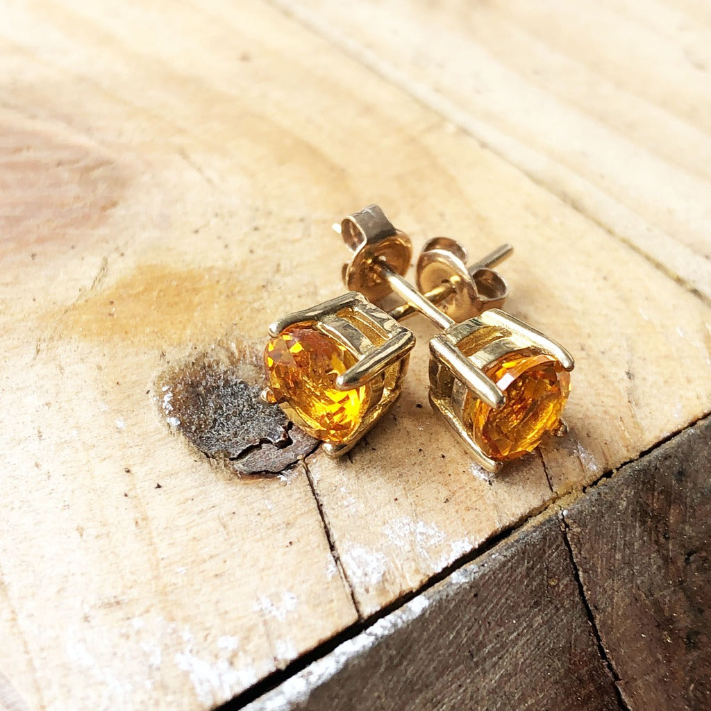 Classic Citrine Yellow Gold Studs