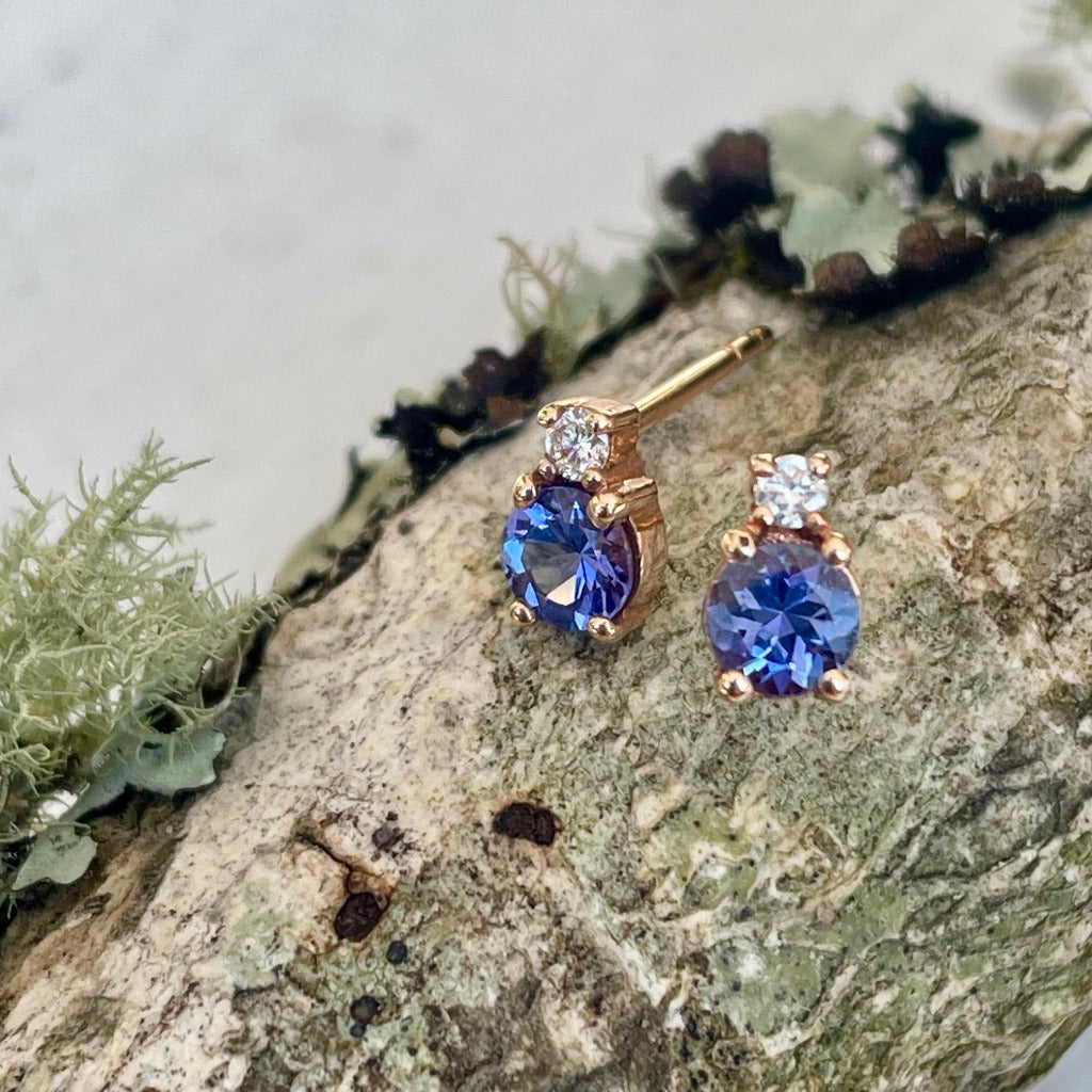 Petite Tanzanite Diamond Accent Studs