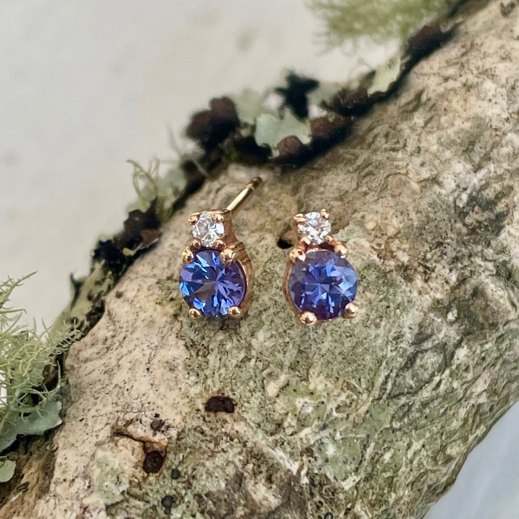 Petite Tanzanite Diamond Accent Studs