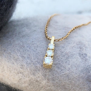 Handcrafted Trilogy White Diamond and Yellow Gold Pendant