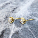 White Diamond Yellow Gold Studs