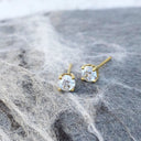 White Diamond Yellow Gold Studs